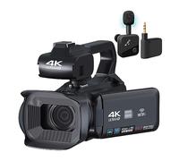 nmbhus Cámara De Video 4K Videocámara De Transmisión En Vivo Cámara Digital De Fotografía De 64MP Grabadora Vlog De Pantalla Táctil Giratoria De 4 "(32G SD Card,with Mic Light)
