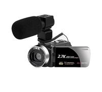 nmbhus Cámara De Video De 2.7K Videocámara Digital For Uso Doméstico 16X Zoom 30MP Vlogging Webcam 3.0 Pantalla Táctil Giratoria(Size:with Microphone)
