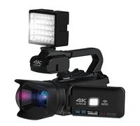 nmbhus Cámara De Video De 64MP Full 4K 60FPS Videocámara For Transmisión En Vivo WiFi Webcam 18X Auto Focus Vlog Recorder 4 "Pantalla Giratoria(128G SD Card,with Fill Light)