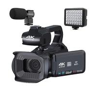 nmbhus Cámara De Video Digital De 64MP For Fotografía Full 4K 60FPS Vlog Videocámara Live Stream WiFi Webcam Auto Focus Video Recorder(128G SD Card,with Light Mic)