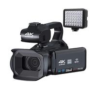 nmbhus Cámara De Video Digital De 64MP For Fotografía Full 4K 60FPS Vlog Videocámara Live Stream WiFi Webcam Auto Focus Video Recorder(128G SD Card,with Light)