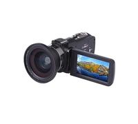 nmbhus Cámara De Vídeo Digital HD, Pantalla Táctil, Visión Nocturna Infrarroja, WiFi, Cámara For Selfies, Videocámara DV, Todo En Una Máquina(Black+Ultra-Wide Angle Lens)