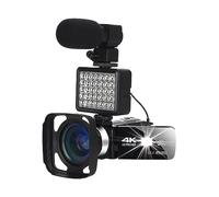 nmbhus Cámaras Digitales 4K Blogger Live Cast Streaming Videocámara For UHD 18X Zoom WiFi Vlog Webcam Video Recorder(32G SD Card,Mic Light Hood Lens)