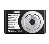 nmbhus Cámaras Digitales Compactas De 48MP De Lapso De Tiempo For Fotografía 16X Auto Focus Cámara De Grabación De Vídeo En Bucle De Cámara Lenta Pantalla De 2,8"(128G SD Card,Black)