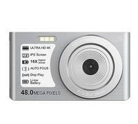 nmbhus Cámaras Digitales Compactas De 48MP De Lapso De Tiempo For Fotografía 16X Auto Focus Cámara De Grabación De Vídeo En Bucle De Cámara Lenta Pantalla De 2,8"(32G SD Card,Silver)