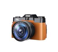 nmbhus Cámaras Digitales Vintage De Enfoque Automático For Fotografía Lente Gran Angular De 52 Mm WiFi 4K Videocámara De Transmisión Compacta Grabadora Vlog(128G TF Card,Orange)