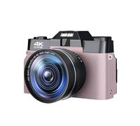 nmbhus Cámaras Digitales Vintage De Enfoque Automático For Fotografía Lente Gran Angular De 52 Mm WiFi 4K Videocámara De Transmisión Compacta Grabadora Vlog(128G TF Card,Pink)