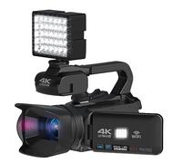 nmbhus Full 4K UHD 60FPS Videocámara Vintage For Transmisión En Vivo Vlog 18X 64MP Cámara De Video Grabadora Digital Pantalla Giratoria De 4 "(with 256G,with Light)