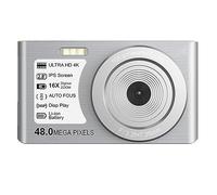 nmbhus Grabación De Video De Lapso De Tiempo Cámaras Fotográficas Digitales De 48MP For Niños Auto Focus 4K UHD Videocámara Compacta For Exteriores(32G SD Card,Silver)
