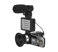 nmbhus Gran Angular 4K Cámaras De Video Digitales Grabación En Bucle De Cámara Lenta Micrófono Videocámara Auto Focus Streaming Webcam Vlog Kit(128G SD Card,Set 2)