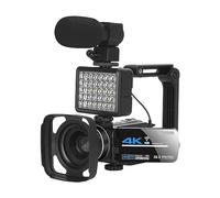 nmbhus Gran Angular 4K Ultra HD Videocámara 56MP Cámara De Video Digital Streaming 18X Infrared Vlog Record Webcam WiFi Control Remoto(64G SD Card)