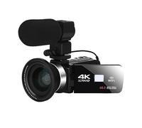 nmbhus Gran Angular UHD 4K Cámara Digital Grabación De Video En Bucle Videocámara Nocturna 48MP Lapso De Tiempo Fotografía Micrófono Luz De Relleno Cámara Vlog(128G SD Card,Black)