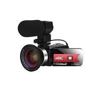 nmbhus Lente Gran Angular Cámara de Video Digital de 56MP for transmisión en Vivo Videocámara 4K UHD Micrófono de visión Nocturna Grabadora Vlog(128G SD Card,Black)
