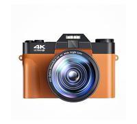 nmbhus Lente Macro 4K Videocámara Cámaras Digitales For Fotografía 48MP Gran Angular Vlog Recorder WiFi Webcam 3 "Pantalla Abatible Selfie(64G TF Card,with Lens-Orange)
