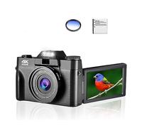 nmbhus Lente Macro Cámara Digital 4K Pantalla Abatible Selfie Videocámara 48MP Vlog WiFi Webcam Vintage Video Recorder 16X Gran Angular(32G SD Card,Only with Filter)