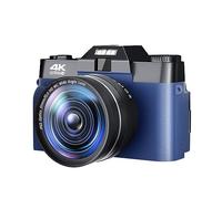 nmbhus Lente Macro Cámara Digital 4K Pantalla Abatible Selfie Videocámara 48MP Vlog WiFi Webcam Vintage Video Recorder 16X Gran Angular(128G SD Card,with Lens Filter)