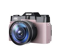 nmbhus Lente Macro Cámara Digital 4K Pantalla Abatible Selfie Videocámara 48MP Vlog WiFi Webcam Vintage Video Recorder 16X Gran Angular(128G SD Card,with Lens Filter-02)