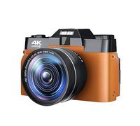 nmbhus Lente Macro Cámara Digital 4K Pantalla Abatible Selfie Videocámara 48MP Vlog WiFi Webcam Vintage Video Recorder 16X Gran Angular(128G SD Card,with Lens Filter-03)