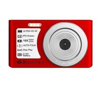nmbhus Minicámaras De Vídeo Digitales 4K con Enfoque Automático For Fotografía, Videocámara Compacta Vlog, Grabadora De Fotos Portátil De 48MP For El Hogar(128G SD Card,Red)