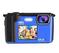 nmbhus Videocámara Selfie De Pantalla Dual Cámara Digital De 64MP For Fotografía 2 "2.8" WiFi 4K Vlog Cámara De Video Transmisión En Vivo Webcam(with 32G,with Extra Battery-02)