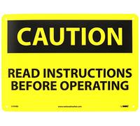 NMC c595rb OSHA Sign, Legend"caution - leer las instrucciones antes de funcionamiento", 14 "x 10" altura, plástico rígido, negro sobre amarillo
