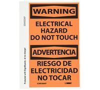 NMC ESW500AP Señal de Osha bilingüe, leyenda «Warning» - ELECTRICAL HAZARD DO NOT TOUCH", 7,6 cm de largo x 12,7 cm de altura, vinilo adhesivo sensible a la presión, negro sobre naranja (Pack de 5)