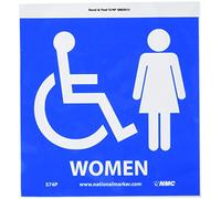NMC S74P Graphic See Sign, Legend "WOMEN", 7 pulgadas de largo x 7 pulgadas de alto, vinilo sensible a la presión, blanco sobre azul