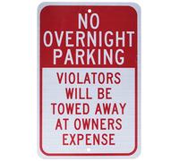 NMC Señal de tráfico TM57J, leyenda "NO OVERNIGHT PARKING VIOLATORS WILL BE TOWED AWAY AT OWNER'S EXPENSE", 12 pulgadas de largo x 18 pulgadas de alto, aluminio reflectante prismático de grado