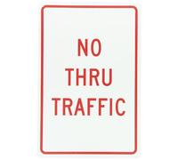 NMC TM141G Señal de tráfico, leyenda "NO THRU TRAFFIC", 12 pulgadas de largo x 18 pulgadas de alto, 0.040 aluminio, rojo sobre blanco
