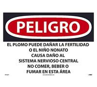 NMC's SPD36PC Peligro Lead May Damage Fertility or The Unborn Child Causes Damage To The Central Nervous System Do Not Eat, Drink or Smoke In This Area (España) Sign, 14" X 20", PS Vinyl