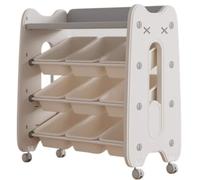 NMGHUTE Guardar Juguetes Organizador De Almacenamiento De Juguetes De 3 Niveles con 9 Contenedores De Juguetes Extraíbles con Ruedas para Sala De Estar, Dormitorio, Sala De Juegos Dormitorio