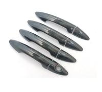 NMJLQW Decoración Exterior Cubierta Cromada Fibra Carbono para Manija Puerta Coche, Pegatinas Decorativas para KIA para Rio 3, para Rio3 K2, Estilo 2011-2016(Handle 0 Button)