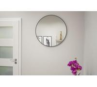 NMK HOME Espejo Decorativos de Pared Redondo 80 cm - Marco Negro para Sala de Estar y Dormitorio