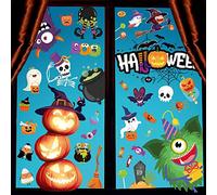 NMKL Calcomanías de ventana de Halloween de doble cara para decoración de ventana de Halloween, 10 hojas, lindas calcomanías de Halloween para ventana de Halloween