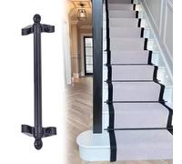 NMKSYX Varillas para Alfombras Varillas De Corredor De Escalera Negras, Varilla De Alfombra De Escalera De Tamaño Personalizado con Herrajes De Soporte, para Museo/Galería De Arte(7pack,30"/76cm)
