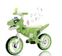 NMM Bicicleta de paseo de dinosaurios para niños a partir de 2 - 8 años, marco de acero seguro, efecto de luz musical, juguete de dinosaurio, altavoz de dinosaurios, rueda con asiento cómodo y