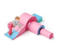 nmoiww Bloques de construcción de Espuma, Bloques de construcción Grandes para bebés y niños pequeños, con tobogán, Arcos en Varios tamaños, para Que los niños trepen (Azul Rosa-5)