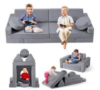 nmoiww Sofá para niños, Juego de sofás para niños de 14 Piezas, Bloques de construcción de Espuma apilables, sofá de Juegos para niños para Zona de Dormir y Sala de Juegos (Gris)