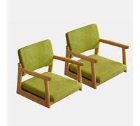 NMVAWIPT 2 Piezas - Silla Tatami De Madera Maciza Sillón Japonés Moderno Reposabrazos Goma Verde(E)