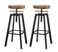 NMVAWIPT 2 Taburetes De Bar De Altura De Mostrador, Estructura De Madera Maciza Y Hierro, Silla Giratoria Ajustable, Reposapiés Lateral For Comedor De Cocina