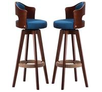 NMVAWIPT 2 Taburetes De Bar Giratorios Vintage con Respaldo Ergonómico Y Reposapiés - Taburete De Bistró De Madera For Cocina, Cafetería Y Pub(Color 5 Linen,65cm)