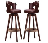 NMVAWIPT 2 Taburetes De Bar Giratorios Vintage con Respaldo Ergonómico Y Reposapiés - Taburete De Bistró De Madera For Cocina, Cafetería Y Pub(Color 5 Leather,55cm)