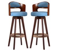 NMVAWIPT 2 Taburetes De Bar Giratorios Vintage con Respaldo Ergonómico Y Reposapiés - Taburete De Bistró De Madera For Cocina, Cafetería Y Pub(Color 1 Linen,55cm)