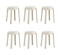 NMVAWIPT 6 Taburetes Apilables De Plástico 18 Pulgadas, Sillas Redondas Y Ligeras For Interior Exterior(Beige(Set of 6))