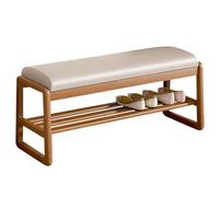 NMVAWIPT Banco De Almacenamiento Zapatos Cuero Sintético Dos Niveles con Asiento Acolchado Y Estructura Madera Maciza Que Soporta hasta 330 LB(Original Wood,80cm(31.5in))