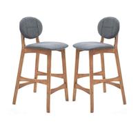 NMVAWIPT Furniture Bar Stool Set of 2 Dining Wooden Barstool Kitchen Pub Stools Footrest Linen Cushion Seat MAX 200Kg(75cm)