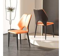 NMVAWIPT Juego De 2 Sillas Comedor Wohh, Modernas, Cuero Sintético Y Patas Madera, For Sala Estar Cocina(Orange and Brown)