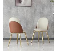 NMVAWIPT Juego De 2 Sillas Comedor Wohh, Modernas, Cuero Sintético Y Patas Madera, For Sala Estar Cocina(Gray and Orange)