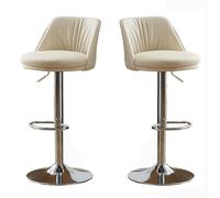 NMVAWIPT Juego De 2 Taburetes Bar Modernos Metal, Silla Giratoria Piel Sintética con Altura Mostrador, Taburete Ajustable For Isla Cocina(White,Base B)