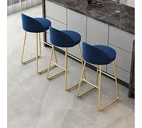 NMVAWIPT Juego De 3 Taburetes Altos Terciopelo con Patas Doradas, Asiento A Elegir, Color Rosa, Azul Y Blanco, Altura 65/75 Cm, Capacidad Carga 330 LB(Color 6,65CM)